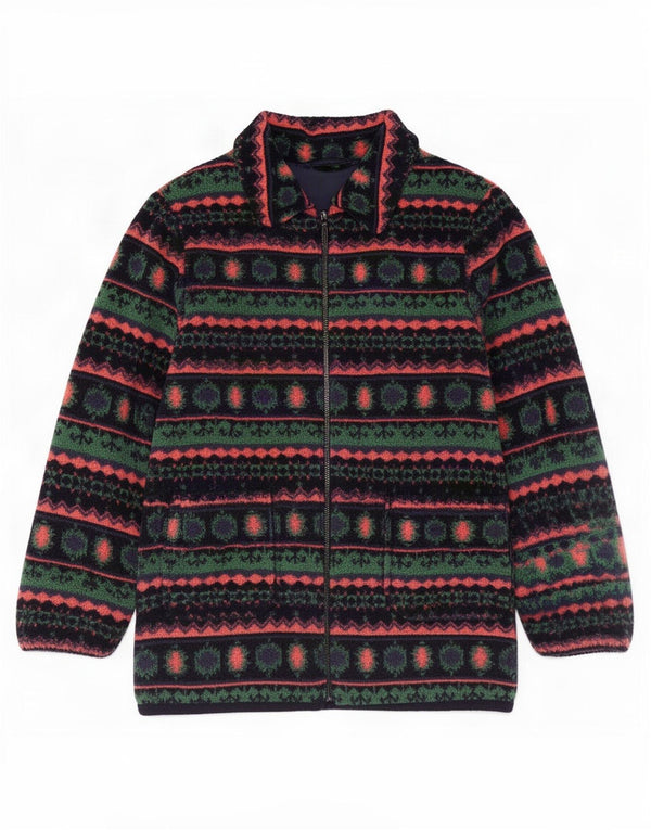 Vintage Mens Fleece Jacket UK 44 2XL Multicoloured Fair Isle