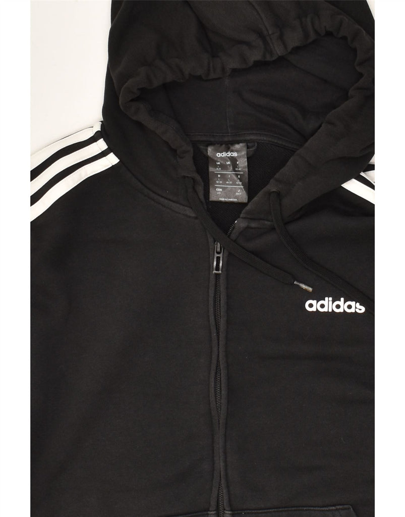 ADIDAS Womens Zip Hoodie Sweater UK 16-18 Large  Black Cotton | Vintage Adidas | Thrift | Second-Hand Adidas | Used Clothing | Messina Hembry 