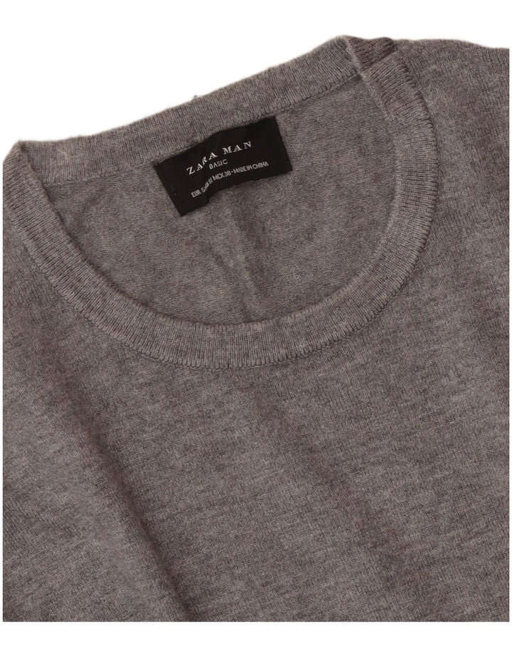 ZARA Mens Crew Neck Jumper Sweater Small Grey