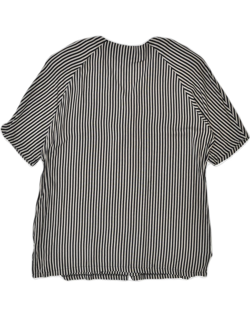 VINTAGE Womens Short Sleeve Shirt Blouse UK 20 2XL Grey Striped Viscose | Vintage | Thrift | Second-Hand | Used Clothing | Messina Hembry 