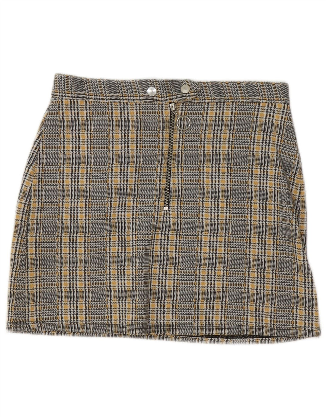 Topshop Womens Mini Skirt UK 10 Small W28 Yellow Houndstooth Polyester
