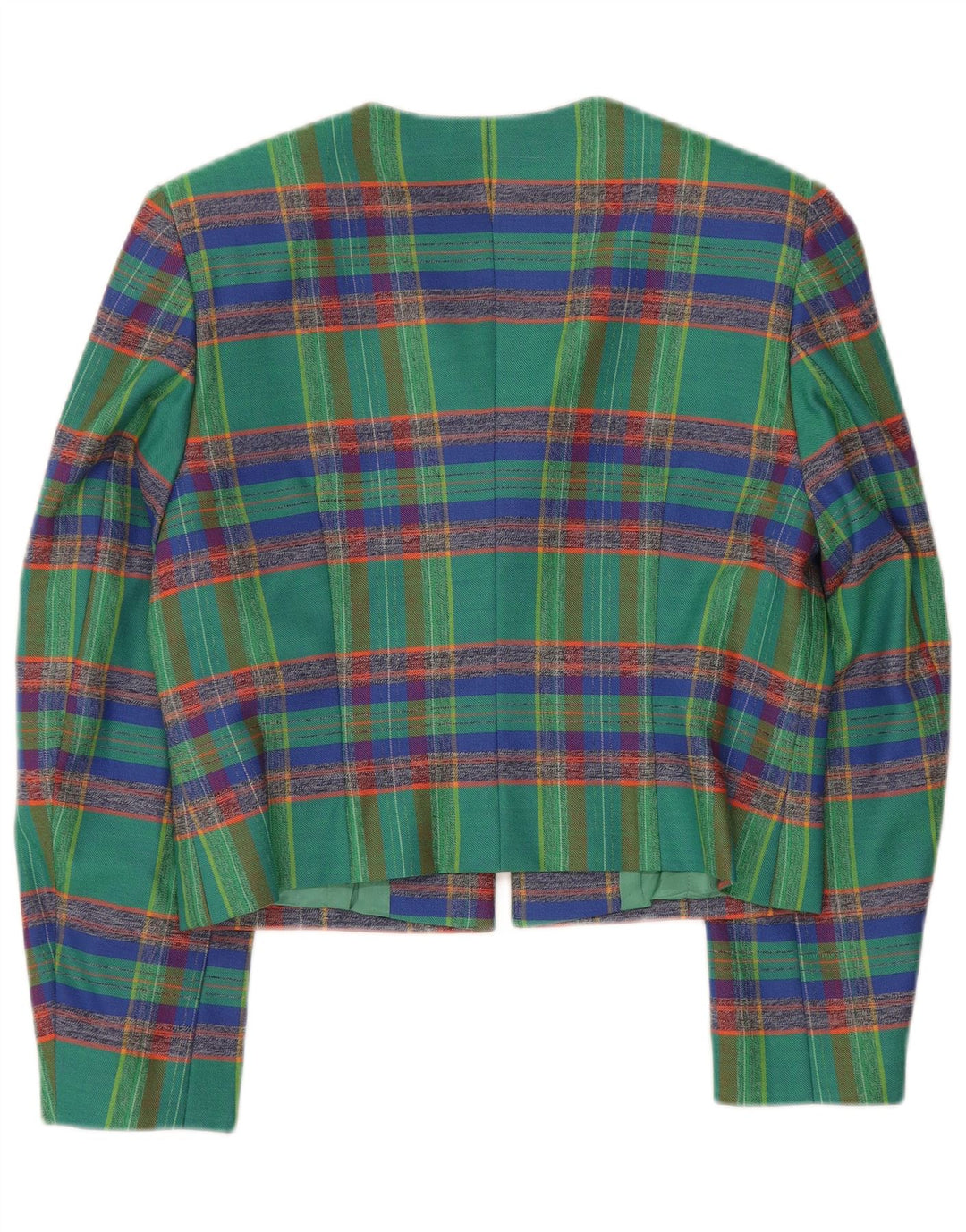 VINTAGE Womens Bolero Jacket UK 12 Medium Green Plaid
