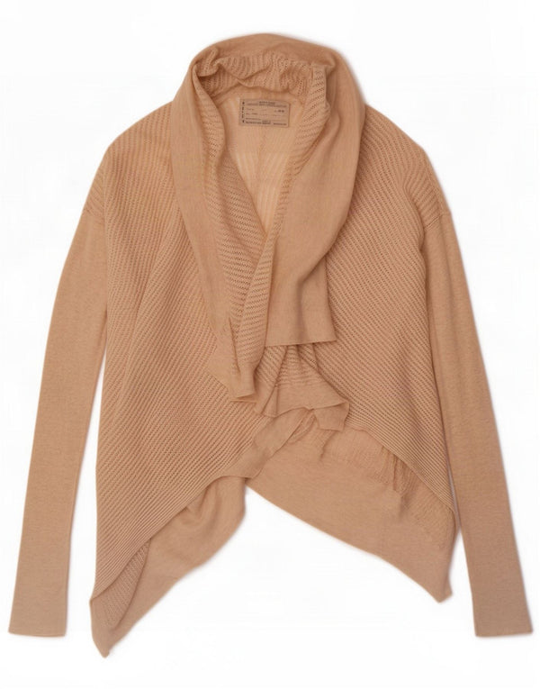 All Saints Womens Longline Open Cardigan Sweater UK 10 Small Beige Cotton