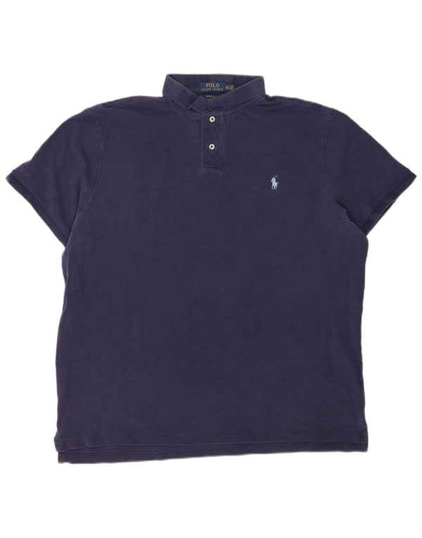 Polo Ralph Lauren Mens Custom Slim Fit Polo Shirt 2XL Navy Blue Cotton