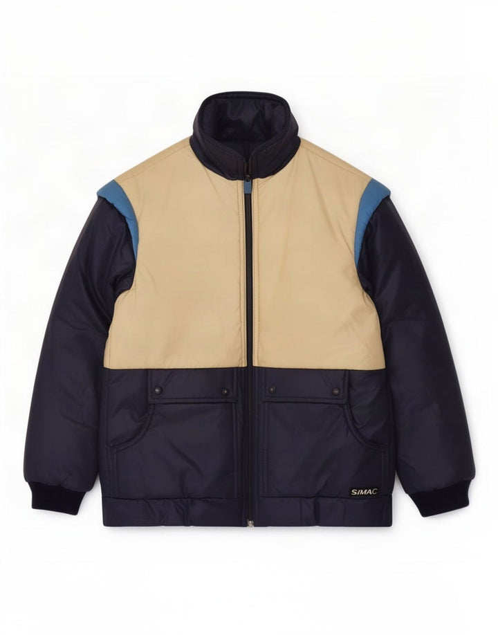 Vintage Mens Padded Jacket UK 36 Small Navy Blue Colourblock Polyamide