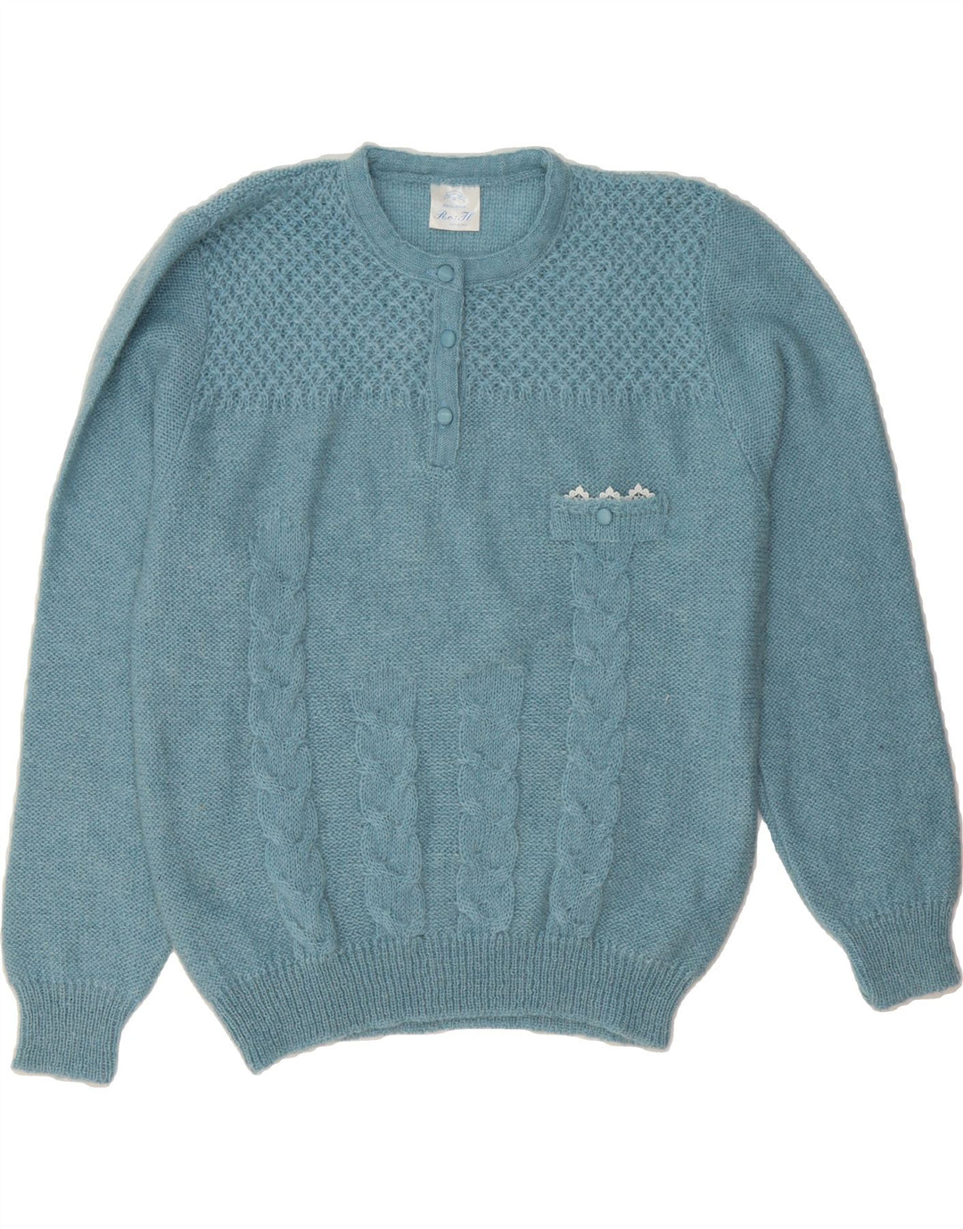 VINTAGE Womens Crew Neck Jumper Sweater IT 46 Large Blue Wool Vintage Vintage and Second-Hand Vintage from Messina Hembry 