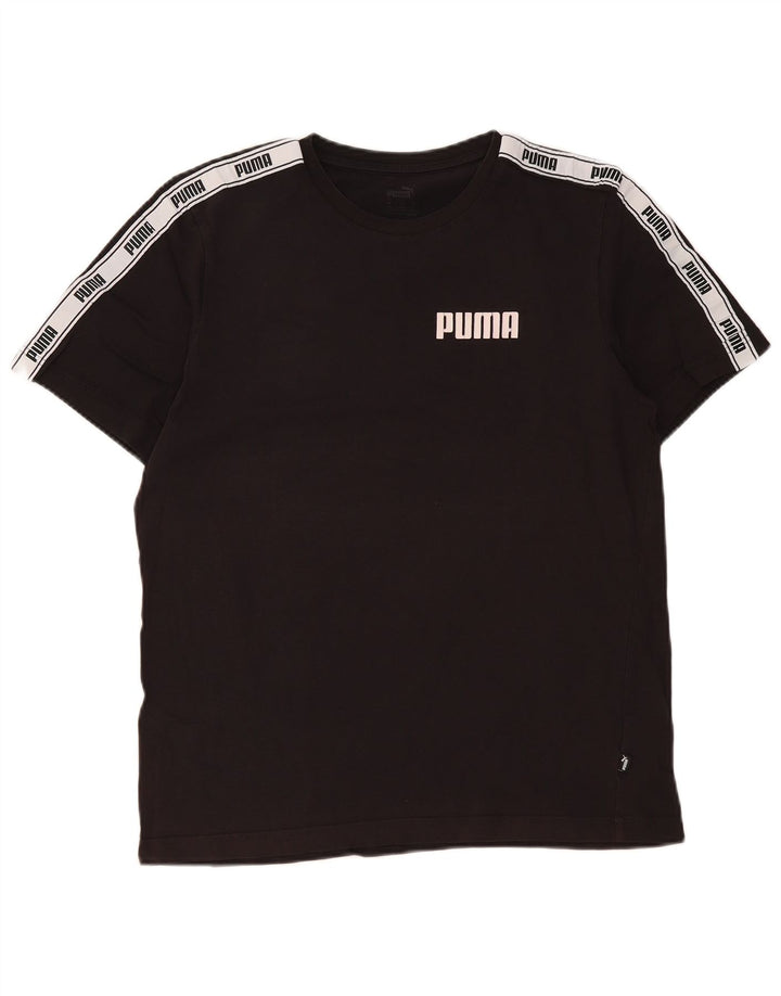 Puma Mens Graphic T-Shirt Top Medium Black Colourblock Cotton