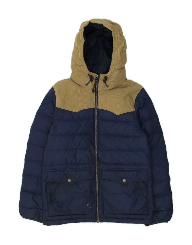 LEVI'S Mens Hooded Padded Jacket UK 36 Small Navy Blue Colourblock | Vintage Levi's | Thrift | Second-Hand Levi's | Used Clothing | Messina Hembry 