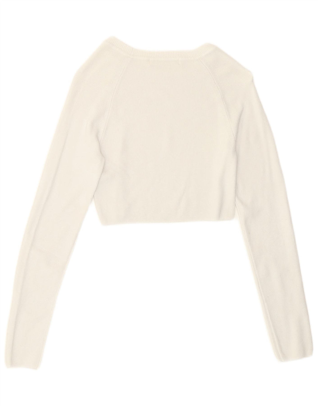 Pull & Bear Womens Crop Top Long Sleeve UK 8 Small White Viscose
