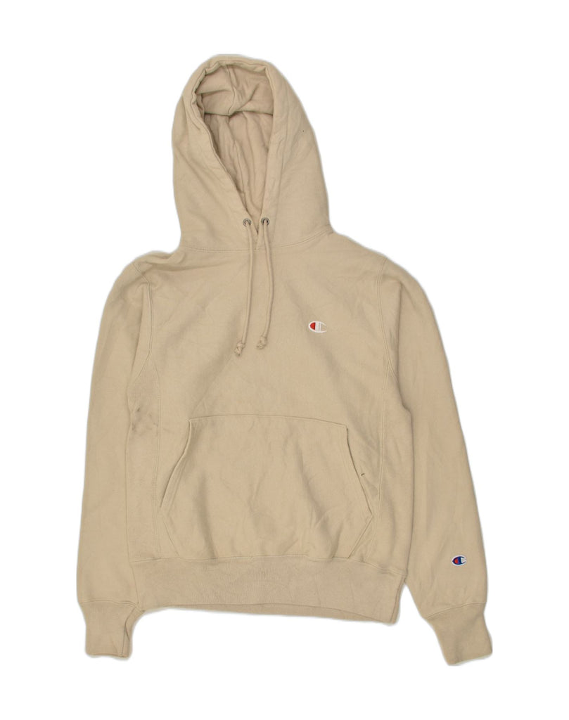 CHAMPION Mens Hoodie Jumper Small Beige Cotton | Vintage Champion | Thrift | Second-Hand Champion | Used Clothing | Messina Hembry 