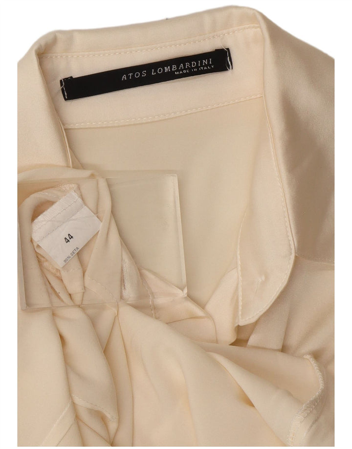 ATOS LOMBARDINI Womens Long Sleeve Shirt Blouse IT 44 Medium Off White