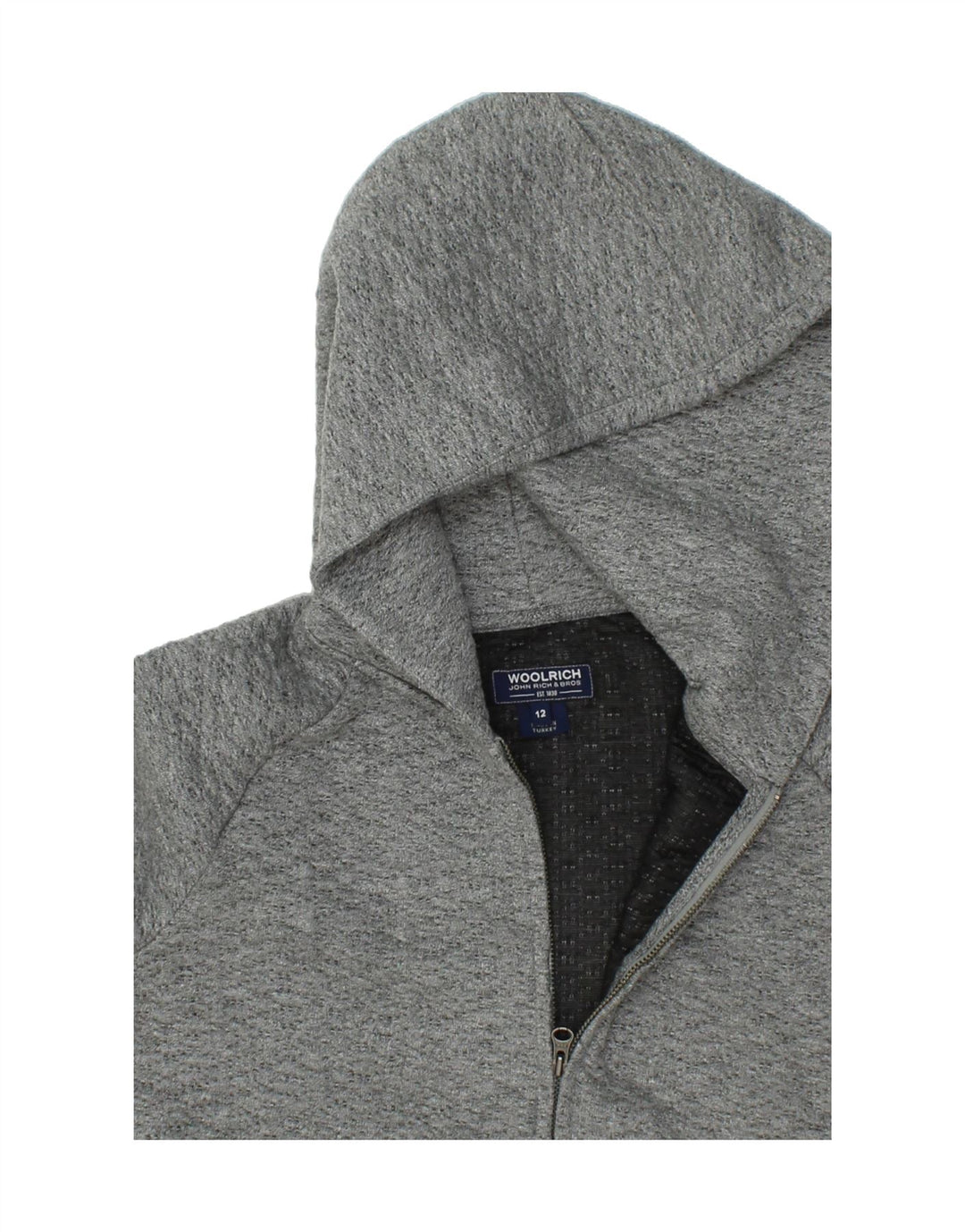 WOOLRICH Girls Zip Hoodie Sweater 11-12 Years Grey Polyester Vintage Woolrich and Second-Hand Woolrich from Messina Hembry 