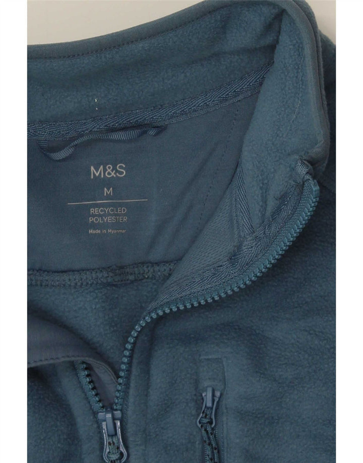 Marks & Spencer Mens Fleece Jacket UK 38 Medium Blue Polyester