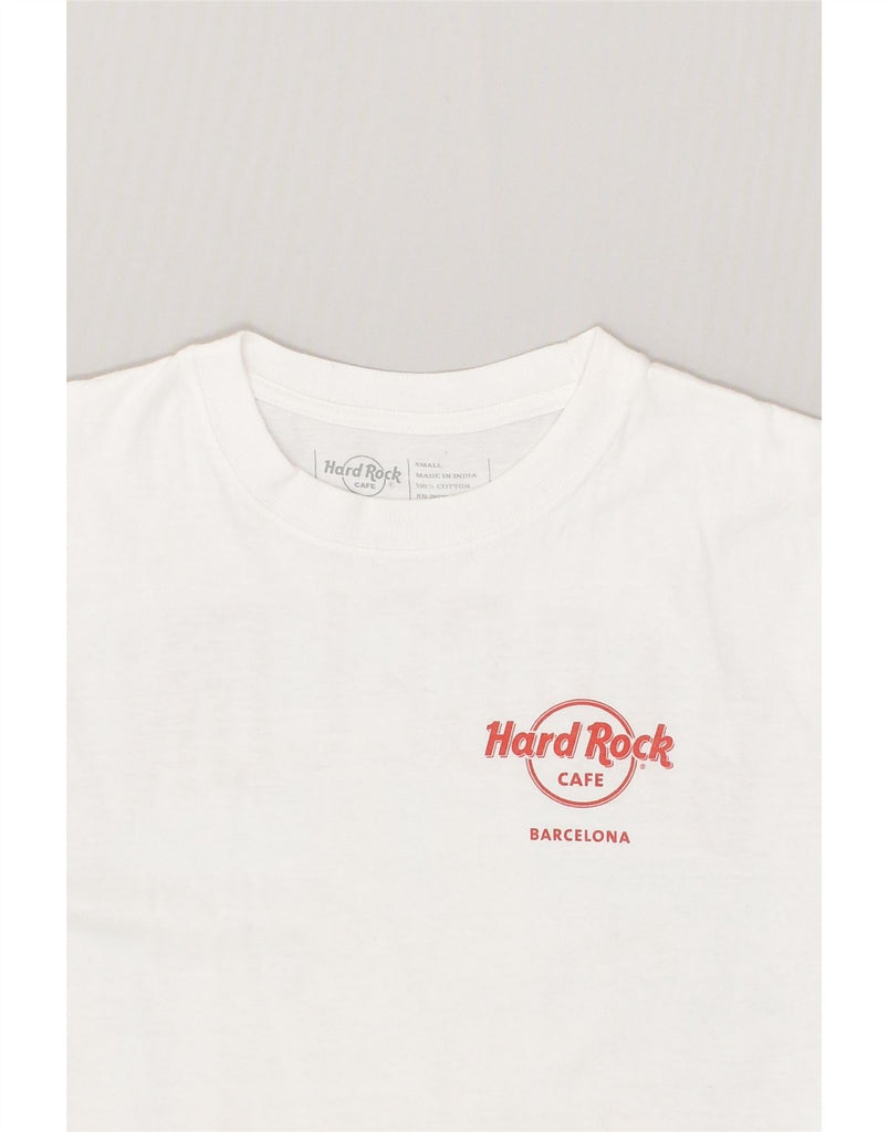 HARD ROCK CAFE Mens Barcelona Graphic T-Shirt Top Small White Cotton | Vintage Hard Rock Cafe | Thrift | Second-Hand Hard Rock Cafe | Used Clothing | Messina Hembry 