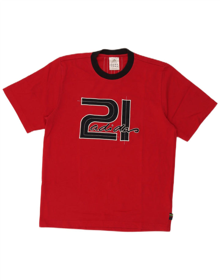 ADIDAS Mens Graphic T-Shirt Top Medium Red Colourblock Cotton