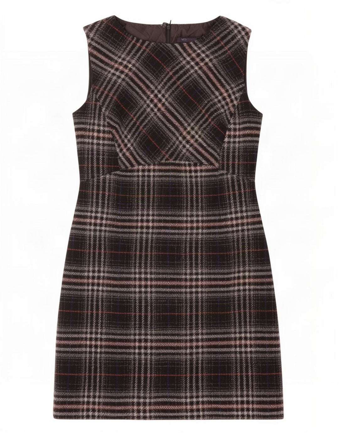 Marks & Spencer Womens Sleeveless Shift Dress UK 12 Mdium Black Plaid