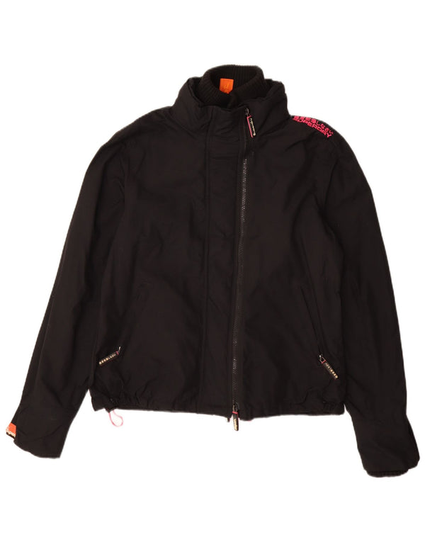 Superdry Womens The Windcheater Windbreaker Jacket UK 18 XL Black Nylon