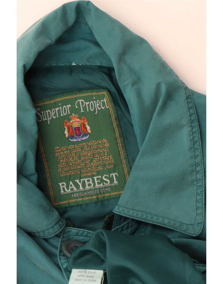 Raybest Mens Bomber Jacket UK 40 Large Blue Silk