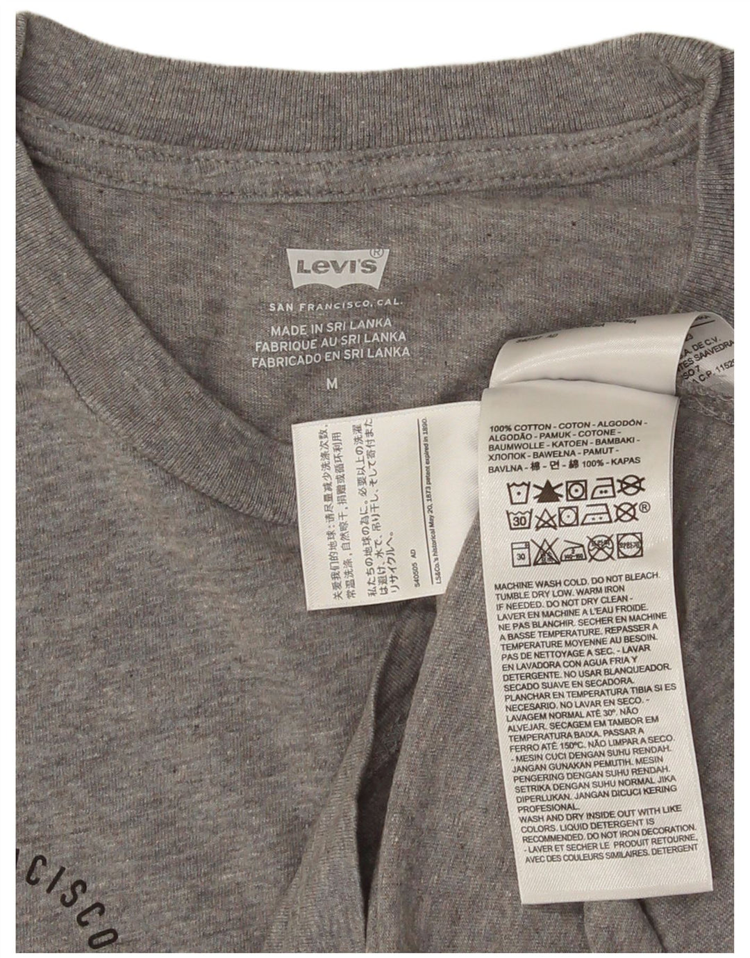 LEVI'S Mens Graphic T-Shirt Top Medium Grey Flecked Cotton
