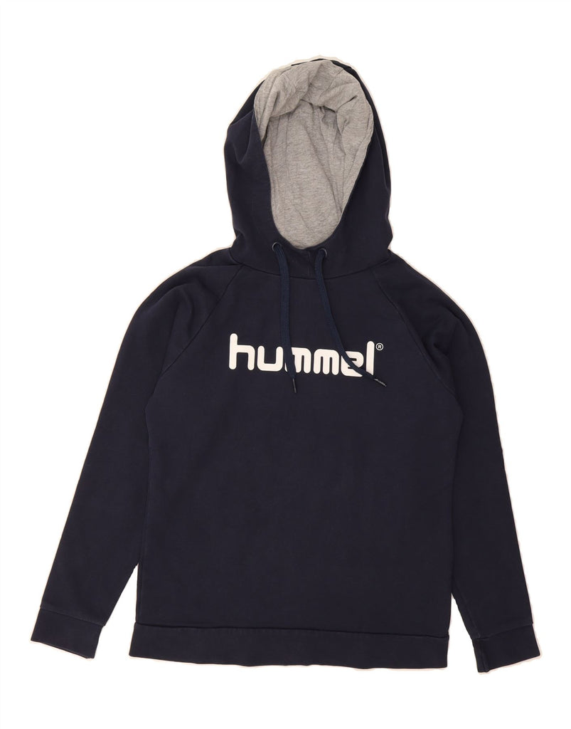 HUMMEL Womens Graphic Hoodie Jumper UK 10 Small Navy Blue Cotton Vintage Hummel and Second-Hand Hummel from Messina Hembry 