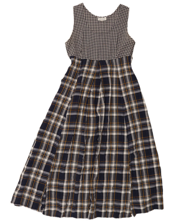Cinzia Womens Sleeveless Maxi Dress UK 12 Medium Navy Blue Check