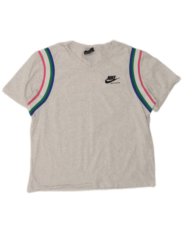 Nike Womens T-Shirt Top UK 16 Large Grey Colourblock Cotton