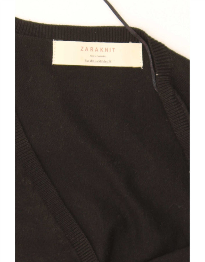 Zara Womens Cardigan Sweater UK 12 Medium Black