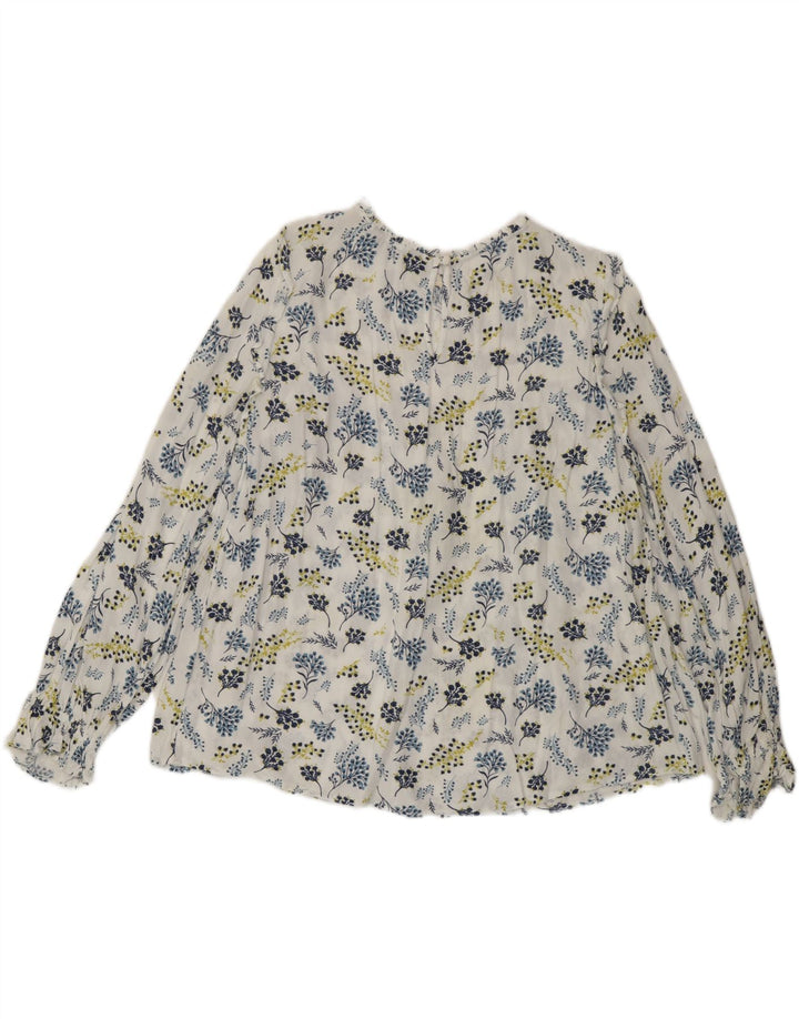 Marks & Spencer Womens Long Sleeve Blouse Top UK 14 Large White Floral