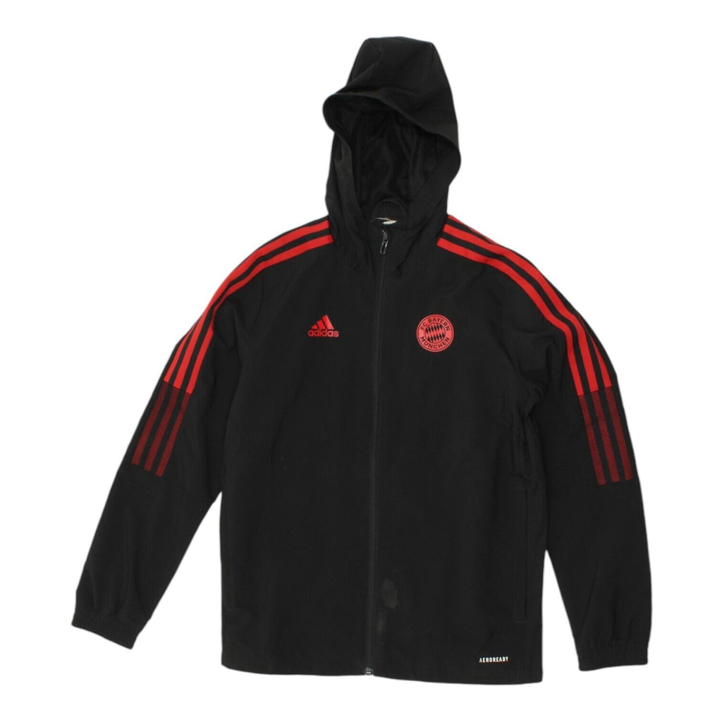 Bayern Munich Boys Black Full Zip Adidas Hoodie Training Jacket | Kids Football | Vintage Messina Hembry | Thrift | Second-Hand Messina Hembry | Used Clothing | Messina Hembry 