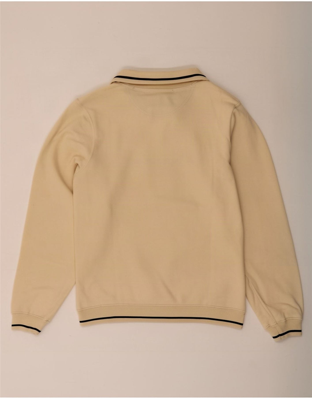 Champion Mens Graphic Zip Neck Sweatshirt Jumper Small Beige Cotton