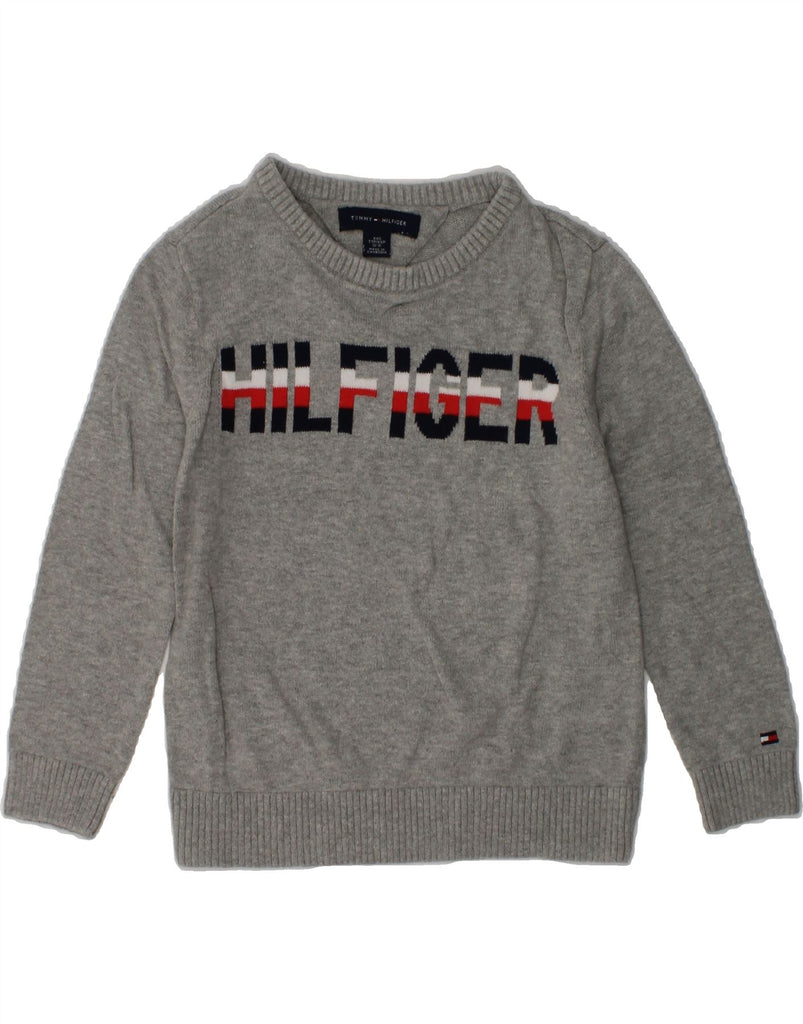 TOMMY HILFIGER Boys Graphic Crew Neck Jumper Sweater 2-3 Years 2XS  Grey | Vintage Tommy Hilfiger | Thrift | Second-Hand Tommy Hilfiger | Used Clothing | Messina Hembry 