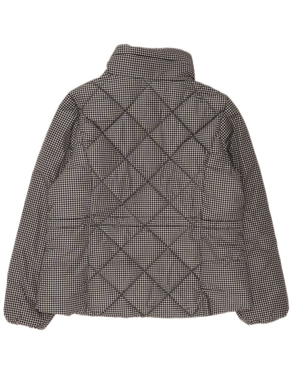 Marks & Spencer Womens Quilted Jacket UK 16 Large Black Houndstooth