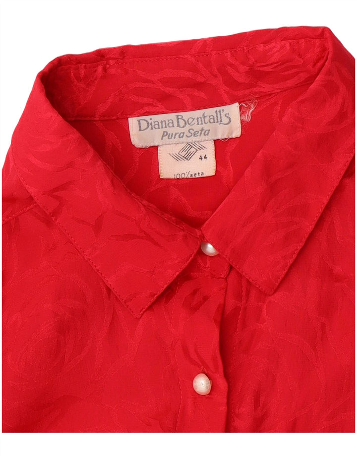 DIANA BENTALLS Womens Oversized Shirt Blouse IT 44 Medium Red Floral Silk
