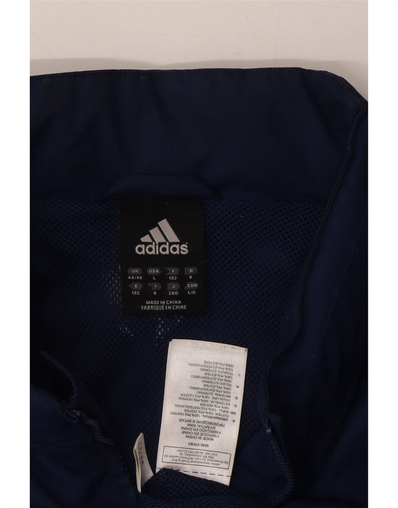 ADIDAS Mens Rain Jacket UK 44/46Large Navy Blue Colourblock Polyester Vintage Adidas and Second-Hand Adidas from Messina Hembry 