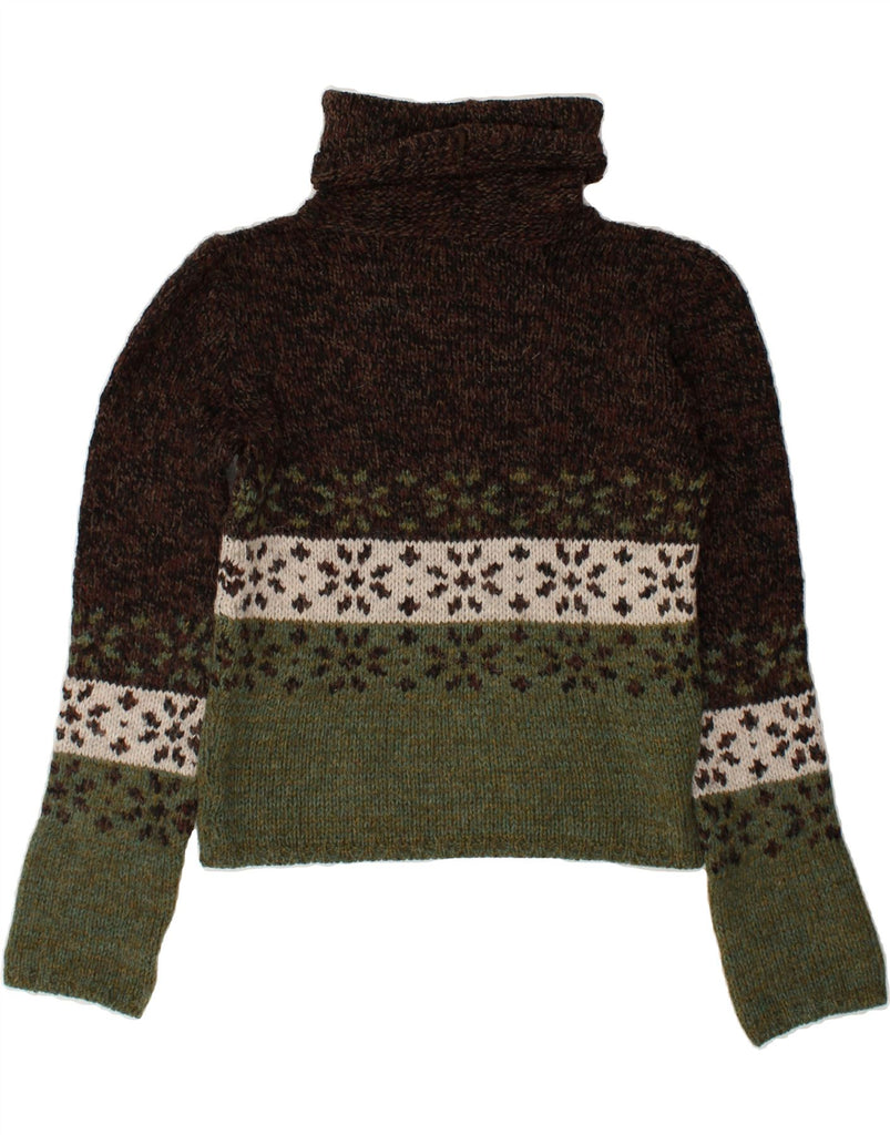 KOOKAI Womens Roll Neck Jumper Sweater UK 16 Large Green Colourblock Wool | Vintage Kookai | Thrift | Second-Hand Kookai | Used Clothing | Messina Hembry 