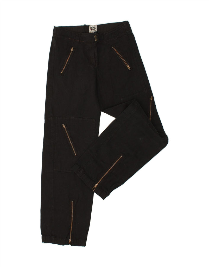 THINK PINK Womens Casual Trousers W26 L31 Black Cotton Vintage Think Pink and Second-Hand Think Pink from Messina Hembry 