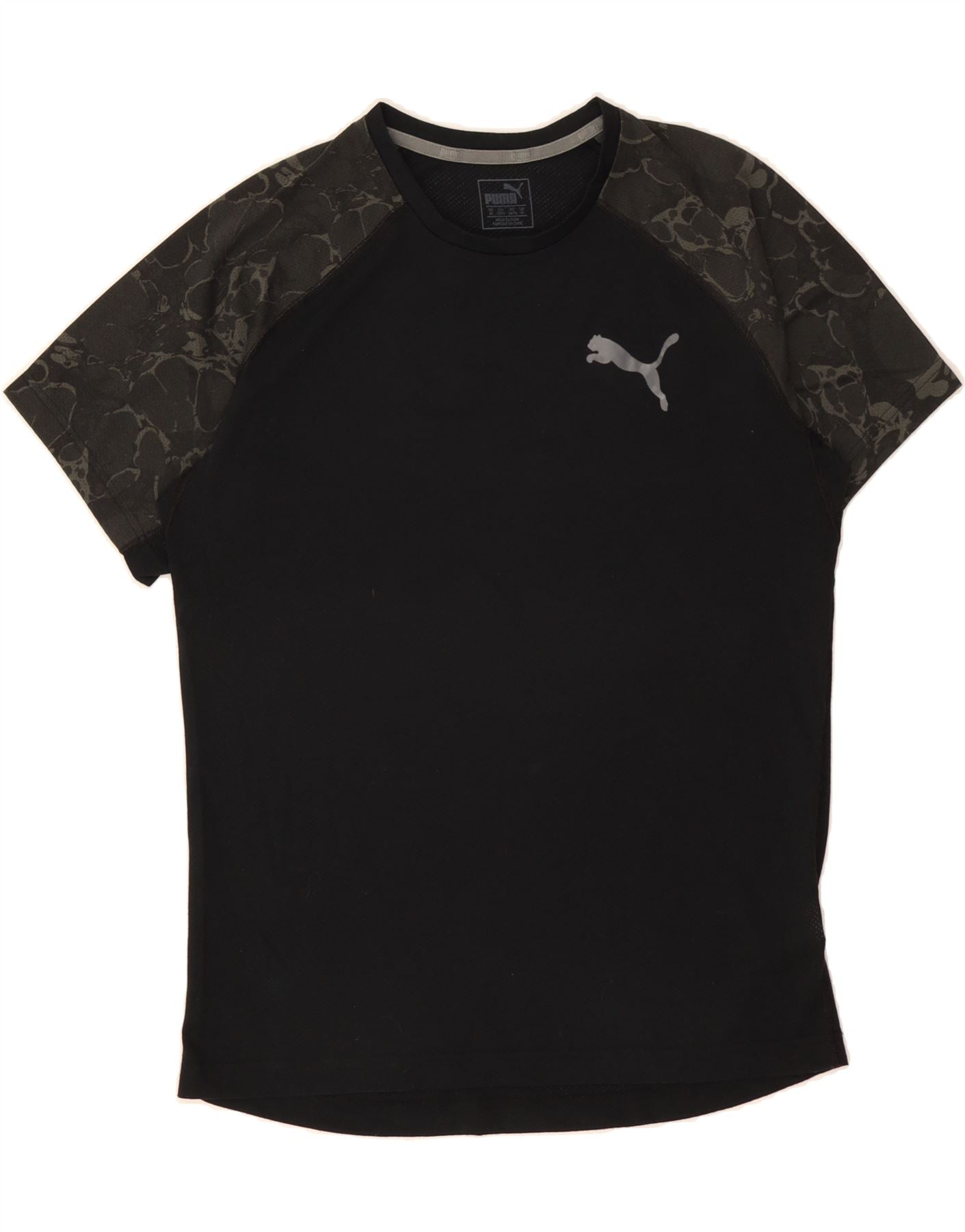 PUMA Mens T Shirt Top Medium Black Camouflage Polyester