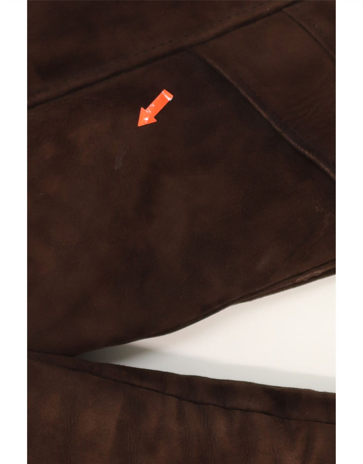 DEBENHAMS Womens Shearling Jacket UK 16 Large Brown Leather Vintage Debenhams and Second-Hand Debenhams from Messina Hembry 