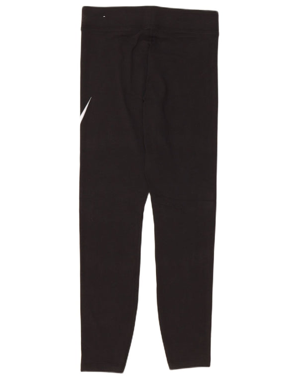 NIKE Womens Graphic Leggings UK 12 Medium  Black Cotton