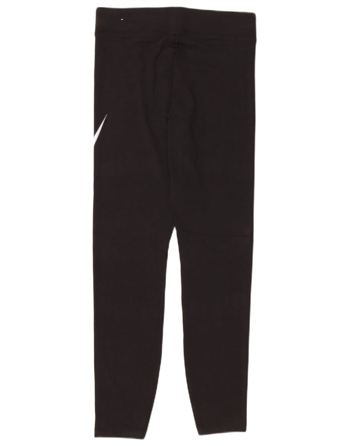 NIKE Womens Graphic Leggings UK 12 Medium  Black Cotton