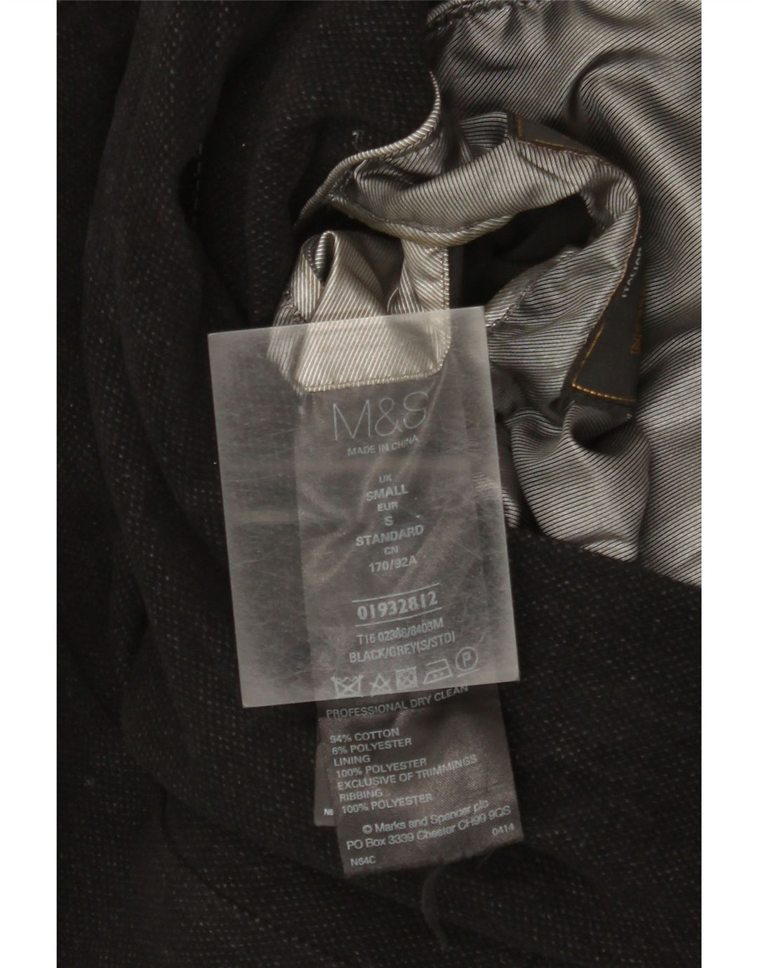 Marks & Spencer Mens Military Jacket UK 36 Small Black Cotton