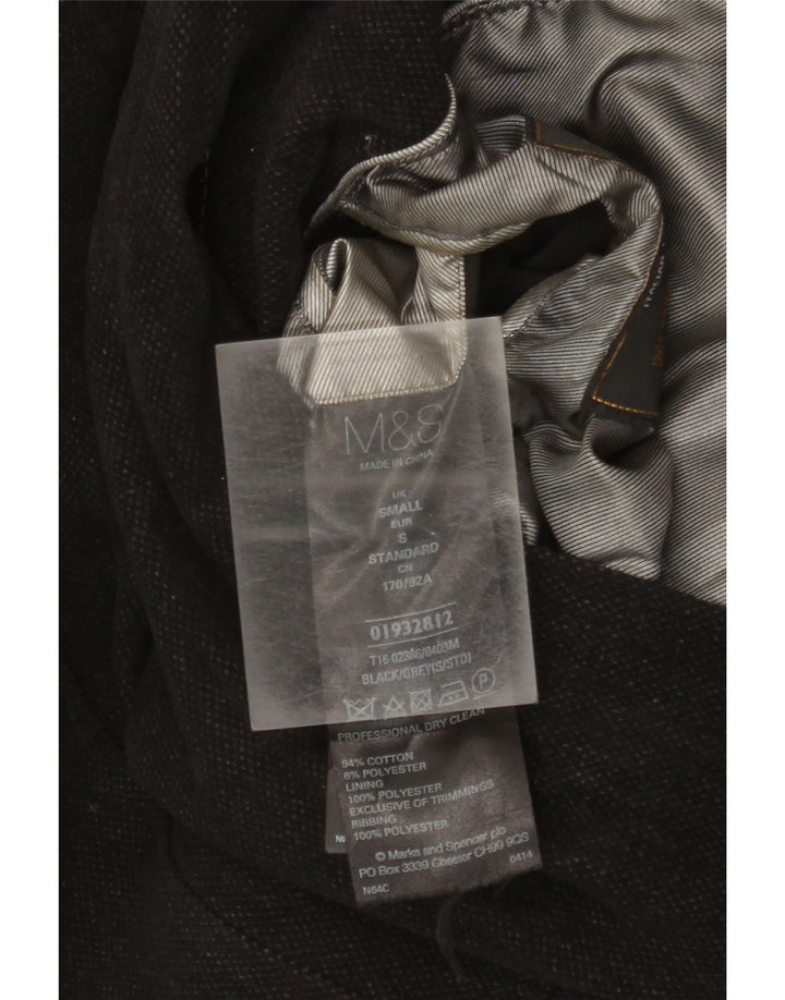Marks & Spencer Mens Military Jacket UK 36 Small Black Cotton