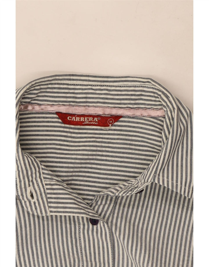 Carrera Womens Shirt UK 12 Medium Grey Striped
