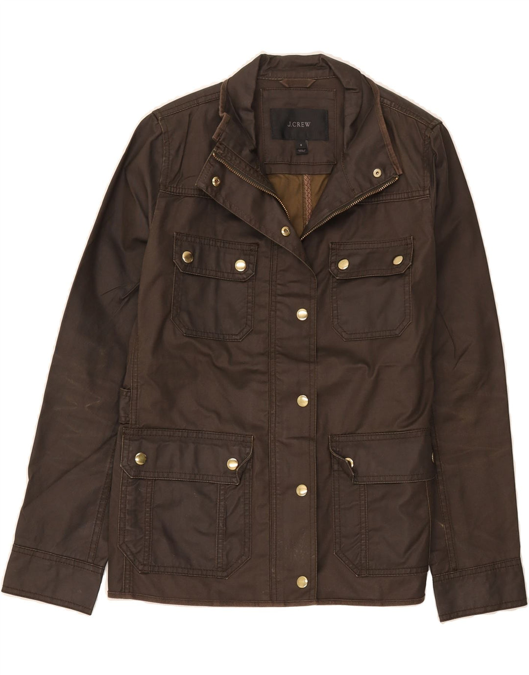 J. CREW Womens Utility Jacket UK 10 Small Brown Cotton