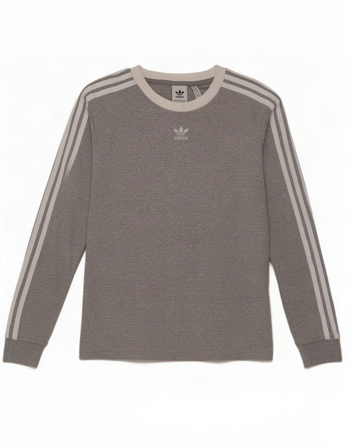 Adidas Womens Top Long Sleeve UK 10 Small Grey Cotton