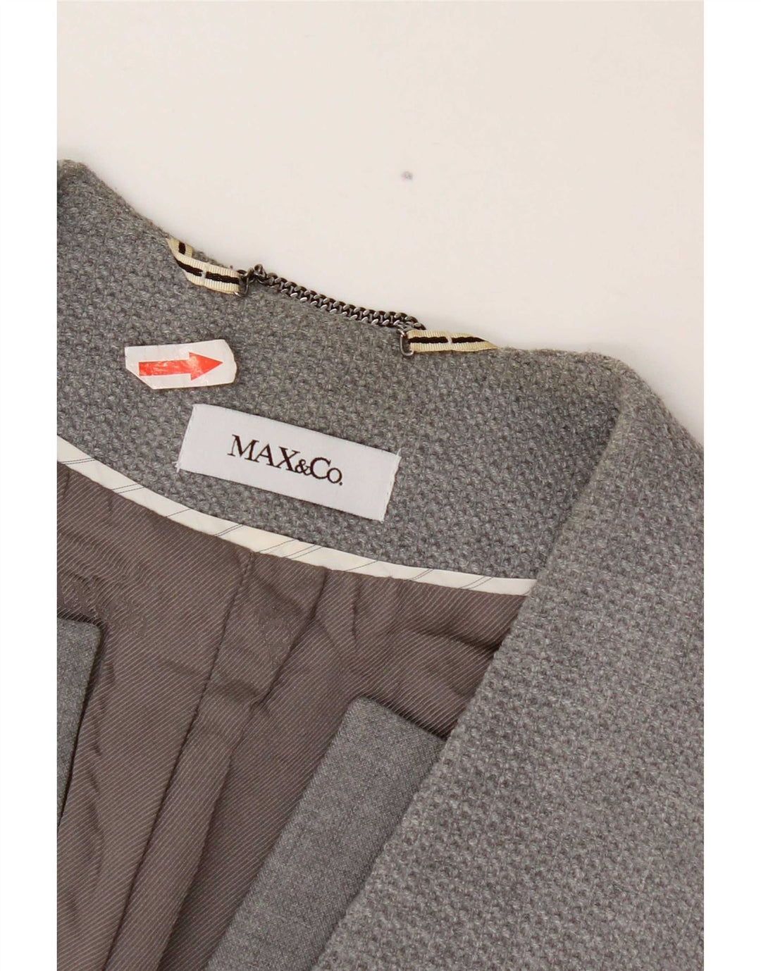 Max & Co. Womens 1 Button Blazer Jacket UK 6 XS Grey Polyester