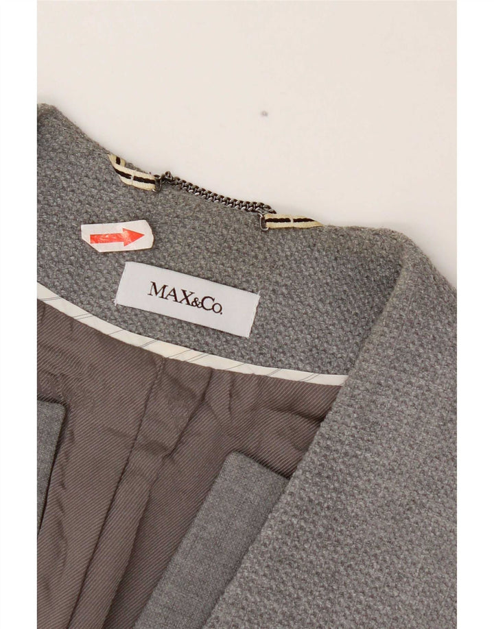 Max & Co. Womens 1 Button Blazer Jacket UK 6 XS Grey Polyester