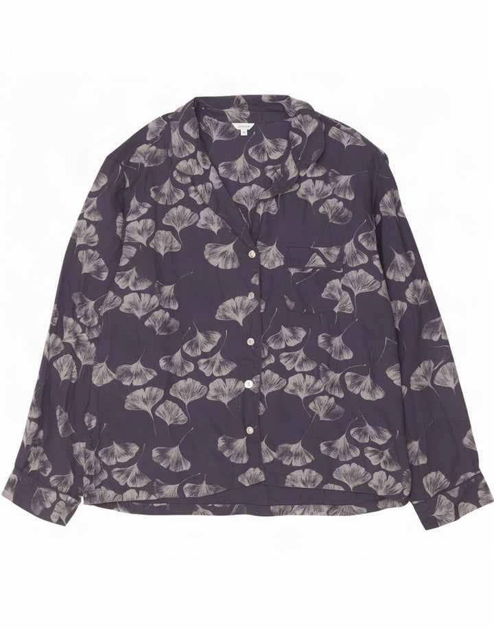 Jigsaw Womens Oversized Shirt Blouse UK 14 Medium Navy Blue Floral
