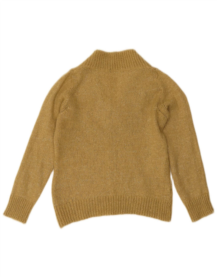 MASSIMO DUTTI Womens V-Neck Jumper Sweater UK 10 Small Gold