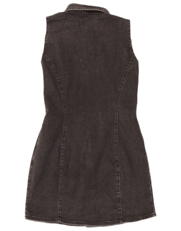 Zara Womens Sleeveless Denim Dress UK 14 Large Black